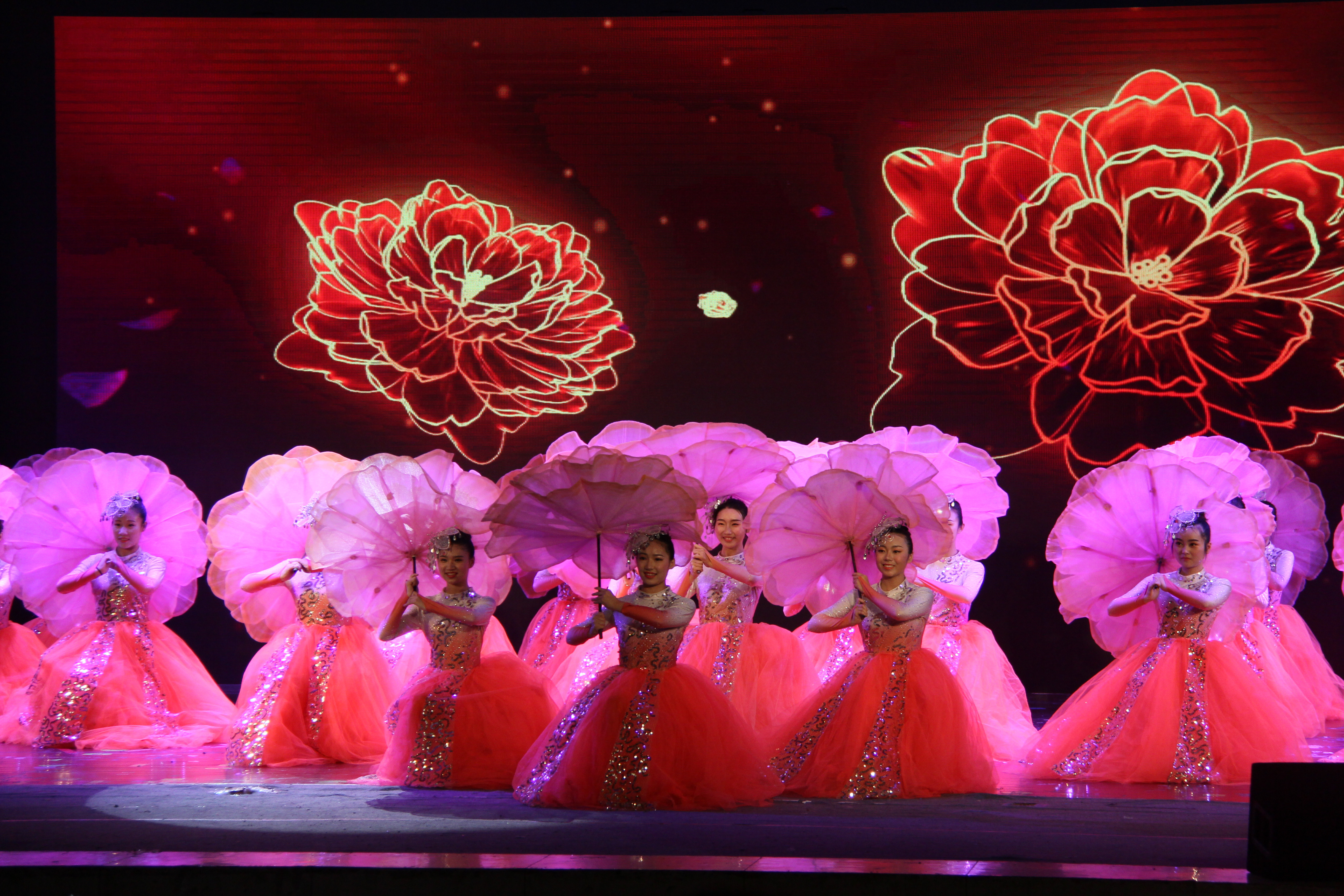 舞蹈类节目是本次晚会的主角,开场舞《盛世花开》,翩鸿东方舞《曼陀罗